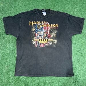 Y2K Harley-Davidson 100 Year Anniversary Celebration Black Tee Shirt Size XL